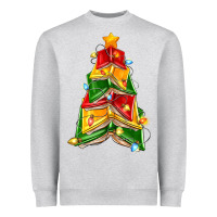 Heather Grey christmas book tree Heavyweight Sweatshirt - Zillion Design Studio