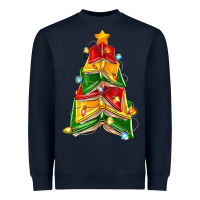 Navy christmas book tree Heavyweight Sweatshirt - Zillion Design Studio