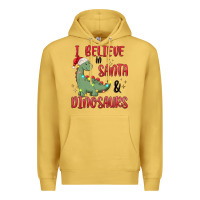 Antique Gold i believe in santa & dinosaurs Premium Hoodie - MaliasSmallBusiness