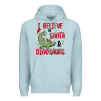 Blue Mist i believe in santa & dinosaurs Premium Hoodie - MaliasSmallBusiness