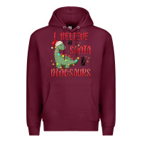 Burgundy i believe in santa & dinosaurs Premium Hoodie - MaliasSmallBusiness