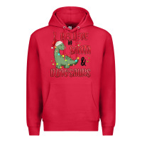 Cardinal i believe in santa & dinosaurs Premium Hoodie - MaliasSmallBusiness