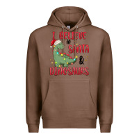 Chestnut i believe in santa & dinosaurs Premium Hoodie - MaliasSmallBusiness