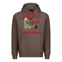 Coffee i believe in santa & dinosaurs Premium Hoodie - MaliasSmallBusiness