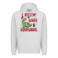Dove Grey i believe in santa & dinosaurs Premium Hoodie - MaliasSmallBusiness