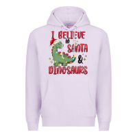 Lilac i believe in santa & dinosaurs Premium Hoodie - MaliasSmallBusiness