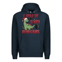 Navy i believe in santa & dinosaurs Premium Hoodie - MaliasSmallBusiness