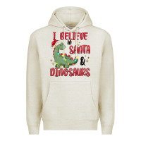 Oatmeal Heather i believe in santa & dinosaurs Premium Hoodie - MaliasSmallBusiness