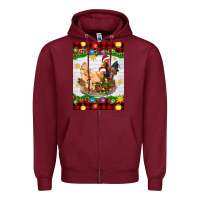 Burgundy Christmas coop animals Zipper Hoodie - Artiststas
