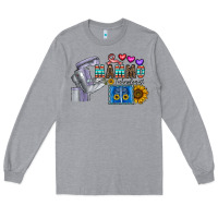 Heather Grey mammo technologist Long Sleeve Tee - CowhideDigitalArt