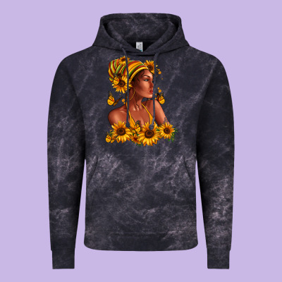 Vintage Hoodie Afro American woman sunflowers