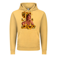 Vintage Mustard Afro American woman sunflowers Vintage Hoodie - RanaPortraitStore