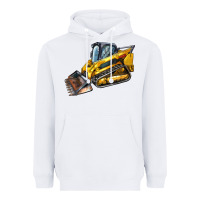 White Compact Track Loader Heavyweight Hoodie - LillyAllenDesigns