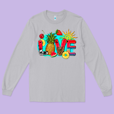 Love Summer Fruit And Sun Long Sleeve Tee Designed By Adodesignshop