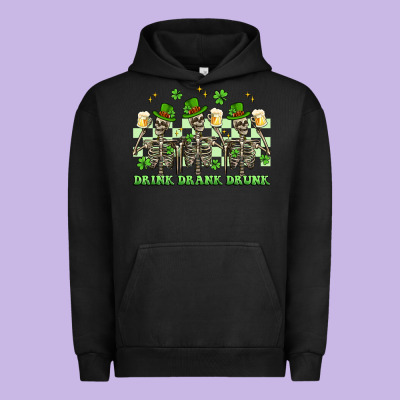 St. Patrick's Day Skeletons Drink Drank Drunk Urban Hoodie Designed By Artiststas