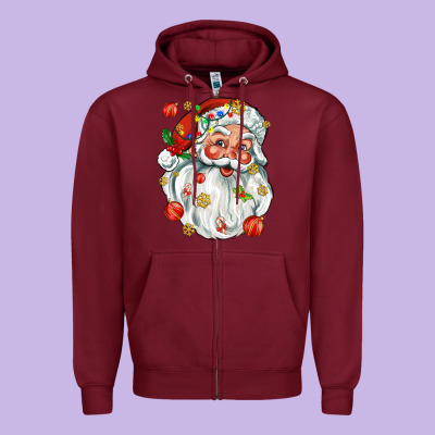 Santa With Little Christmas Zipper Hoodie Designed By Adodesignshop