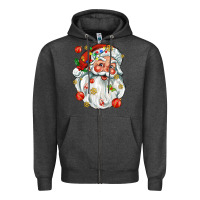 Charcoal Heather santa with little christmas Zipper Hoodie - AdoDesignShop