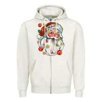 Oatmeal Heather santa with little christmas Zipper Hoodie - AdoDesignShop