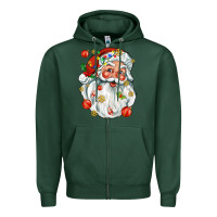 Sports Green santa with little christmas Zipper Hoodie - AdoDesignShop