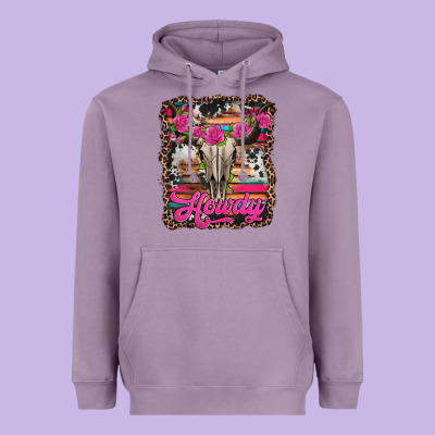Howdy Valentine's Day Bull Skull Heavyweight Hoodie Designed By Jasminsmagicworld