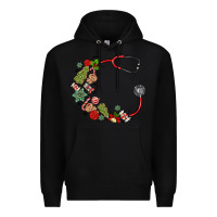 Black custom name christmas stethoscope Premium Hoodie - MaliasSmallBusiness