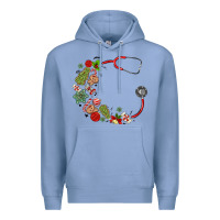 Colony Blue custom name christmas stethoscope Premium Hoodie - MaliasSmallBusiness