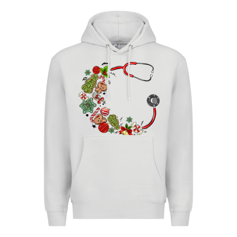Custom Name Christmas Stethoscope Premium Hoodie by MaliasSmallBusiness | Teevron