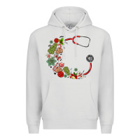Dove Grey custom name christmas stethoscope Premium Hoodie - MaliasSmallBusiness