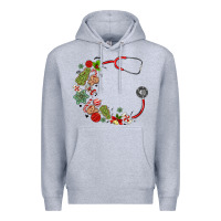 Heather Grey custom name christmas stethoscope Premium Hoodie - MaliasSmallBusiness