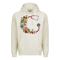 Oatmeal Heather custom name christmas stethoscope Premium Hoodie - MaliasSmallBusiness
