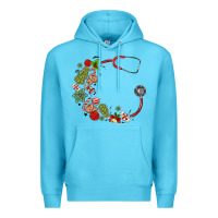 Ocean Blue custom name christmas stethoscope Premium Hoodie - MaliasSmallBusiness