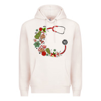 Pale Pink custom name christmas stethoscope Premium Hoodie - MaliasSmallBusiness