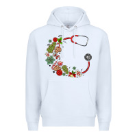 White custom name christmas stethoscope Premium Hoodie - MaliasSmallBusiness