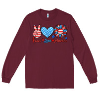Burgundy peace love america Long Sleeve Tee - HRA Design Shop