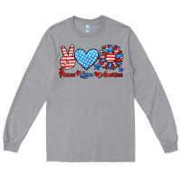 Heather Grey peace love america Long Sleeve Tee - HRA Design Shop