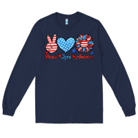 Navy peace love america Long Sleeve Tee - HRA Design Shop