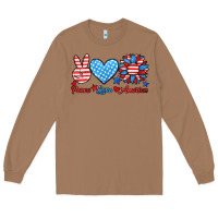 Toasted Coconut peace love america Long Sleeve Tee - HRA Design Shop