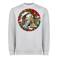 Heather Grey Christmas Joy To The World Heavyweight Sweatshirt - RanaPortraitStore