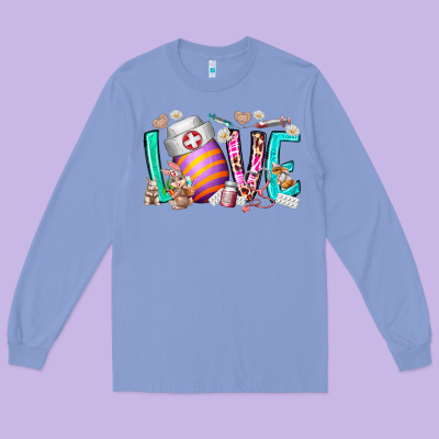 Love Easter Day Nurse Long Sleeve Tee Designed By Racoondesign