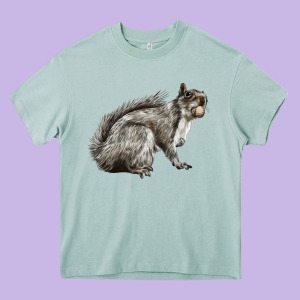 Gray Squirrel Heavy Core Tee Designed By Lillyallendesigns