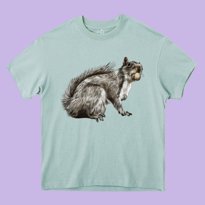 Gray Squirrel Heavy Core Tee Designed By Lillyallendesigns
