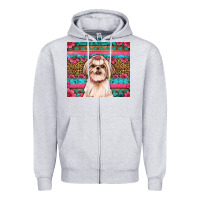 Heather Grey shih tzu floral tumbler Zipper Hoodie - JahusDesignShop