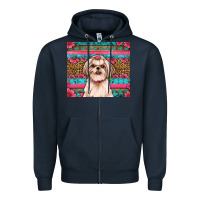 Navy shih tzu floral tumbler Zipper Hoodie - JahusDesignShop