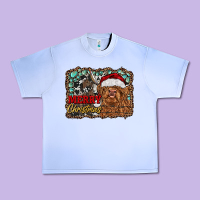 Merry Christmas Highland Cow Urban Heavy Tee Designed By Ranaportraitstore