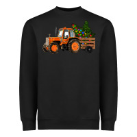 Black Christmas Orange Farm Tractor Heavyweight Sweatshirt - RanaPortraitStore