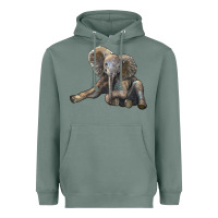 Sage Baby Elephant Heavyweight Hoodie - LillyAllenDesigns