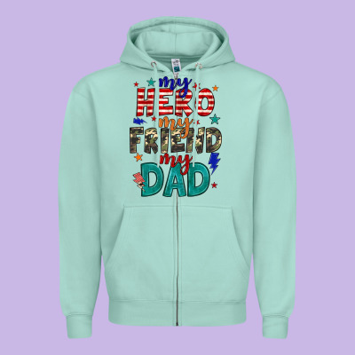 My Hero My Friend My Dad Zipper Hoodie Designed By Jahusdesignshop