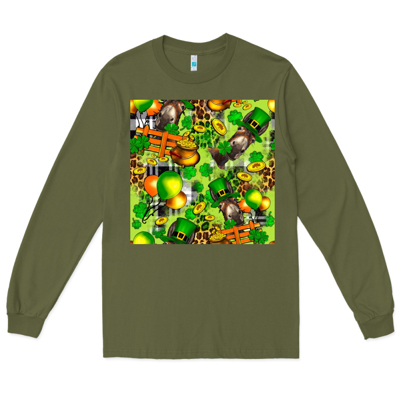 St. Patrick's Donkey With Shamrock Seamless Long Sleeve Tee by FaDigitalArtStudio | Teevron