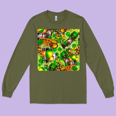 St. Patrick's Donkey With Shamrock Seamless Long Sleeve Tee Designed By Fadigitalartstudio