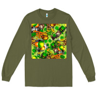 Army Green St. Patrick's Donkey With Shamrock Seamless Long Sleeve Tee - FaDigitalArtStudio